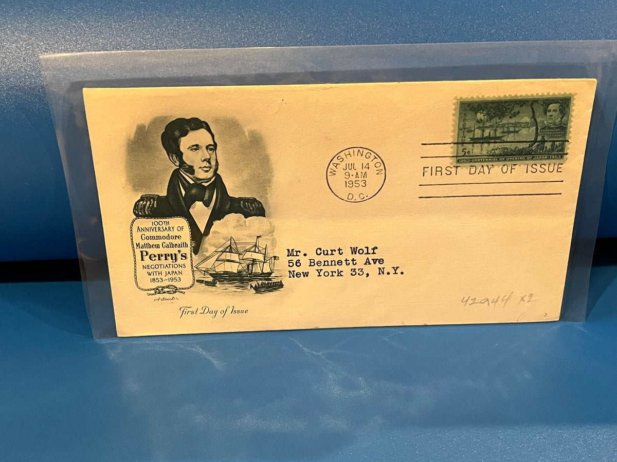 Commodore Perry's Opening Trate with Japan - 100th Anniversary FDC. Art Craft cachet. 1953