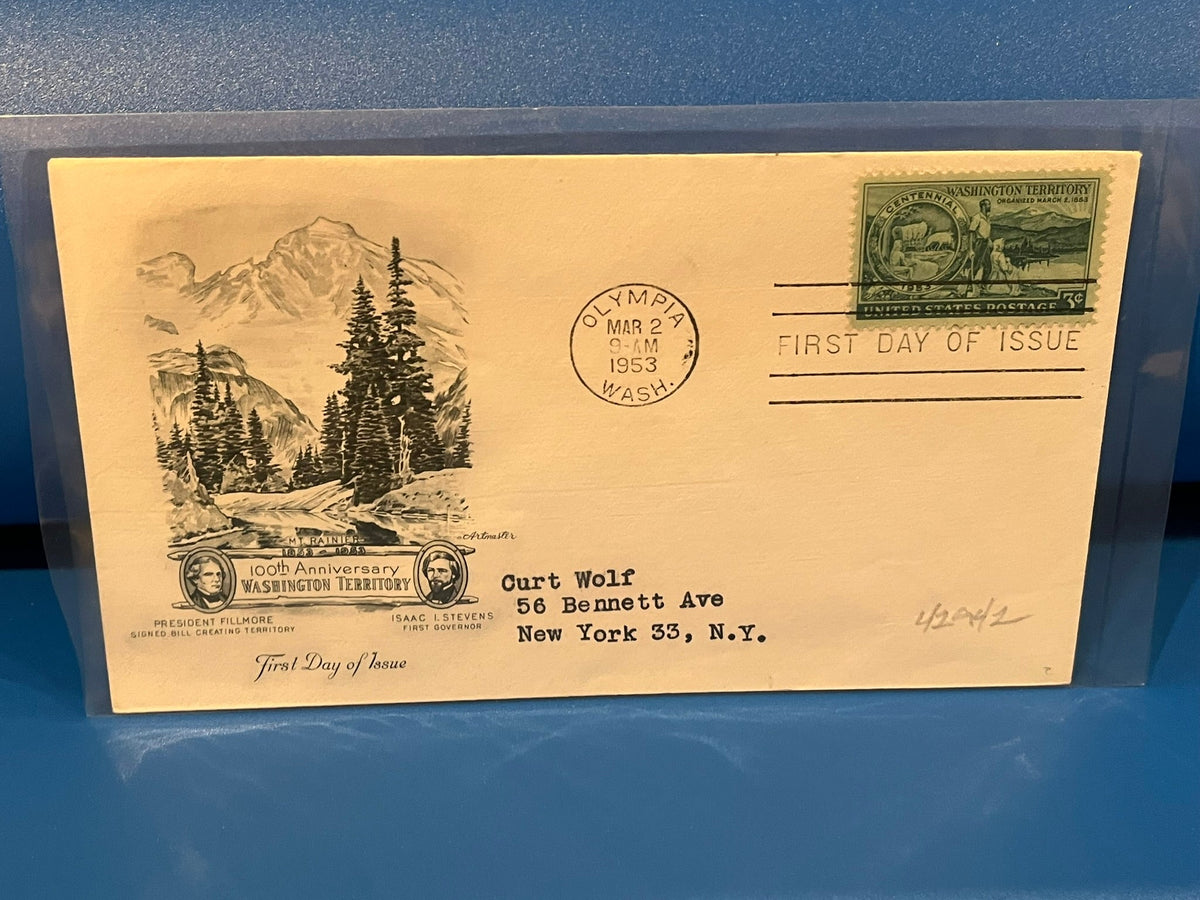 Washington Territory 100th Anniversary FDC. Artmaster cachet.