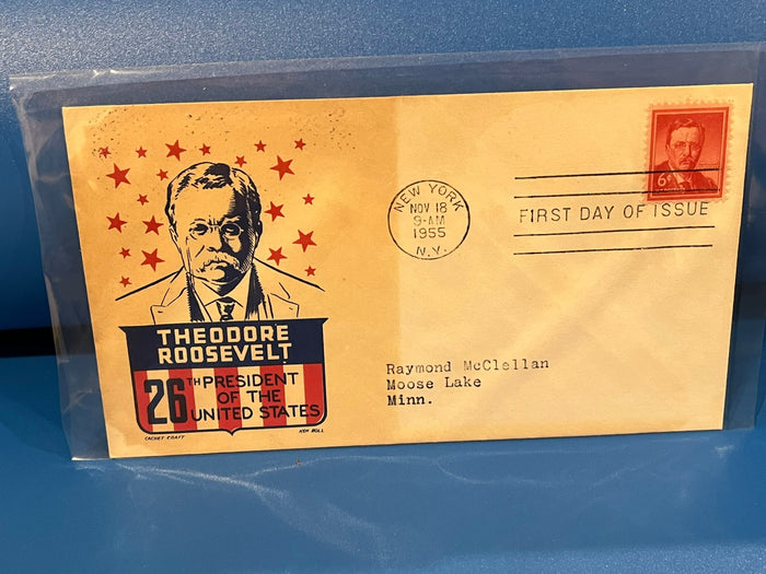 6c Theodore Roosevelt FDC. Cachet Craft. 1955