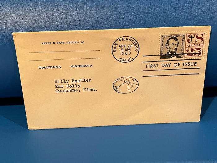 25c US Air Mail FDC. 1960