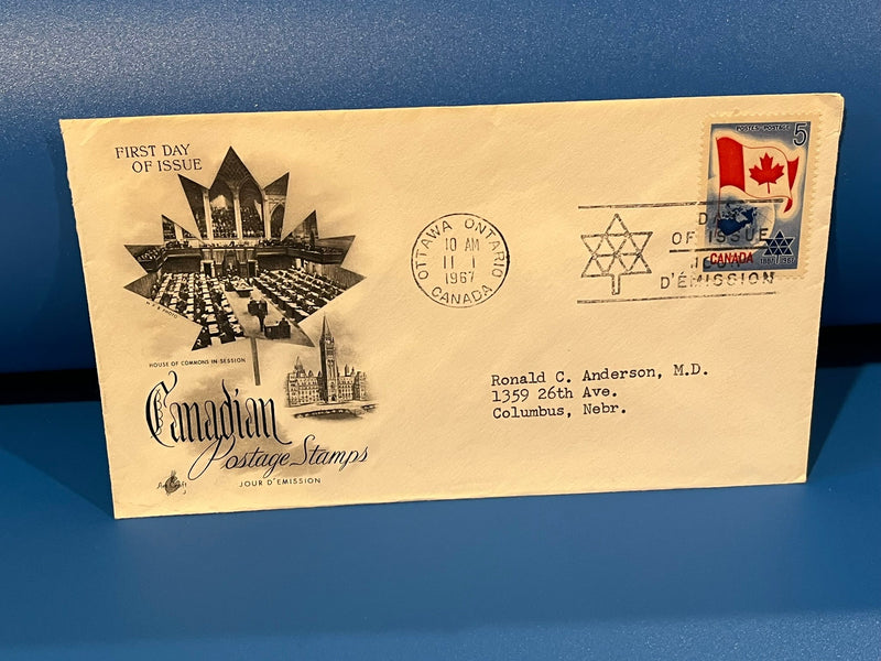 Canadian Postage Stamps FDC. Art Craft cachet. 1967