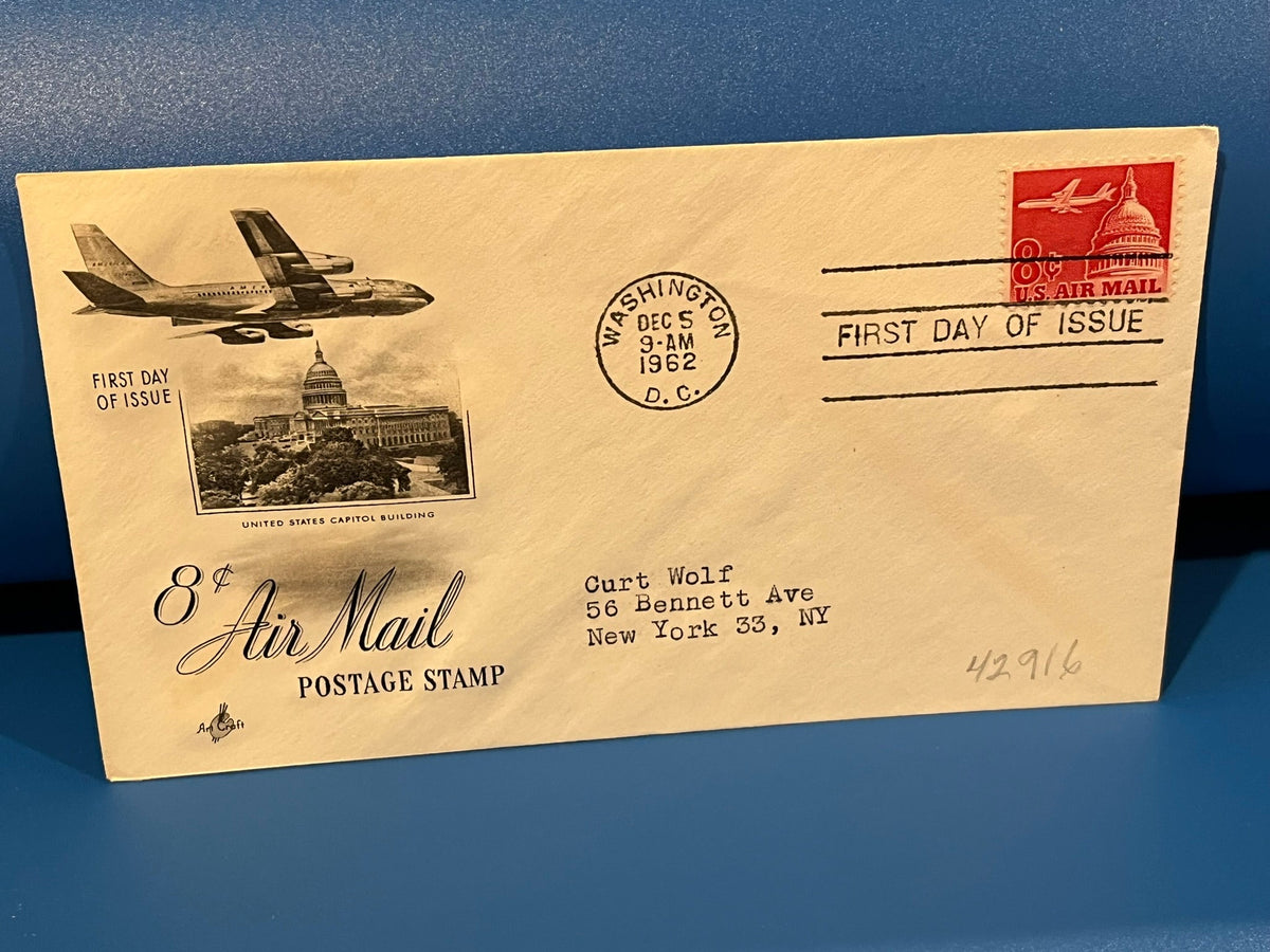 8c Air Mail FDC. Art Craft cachet. 1962