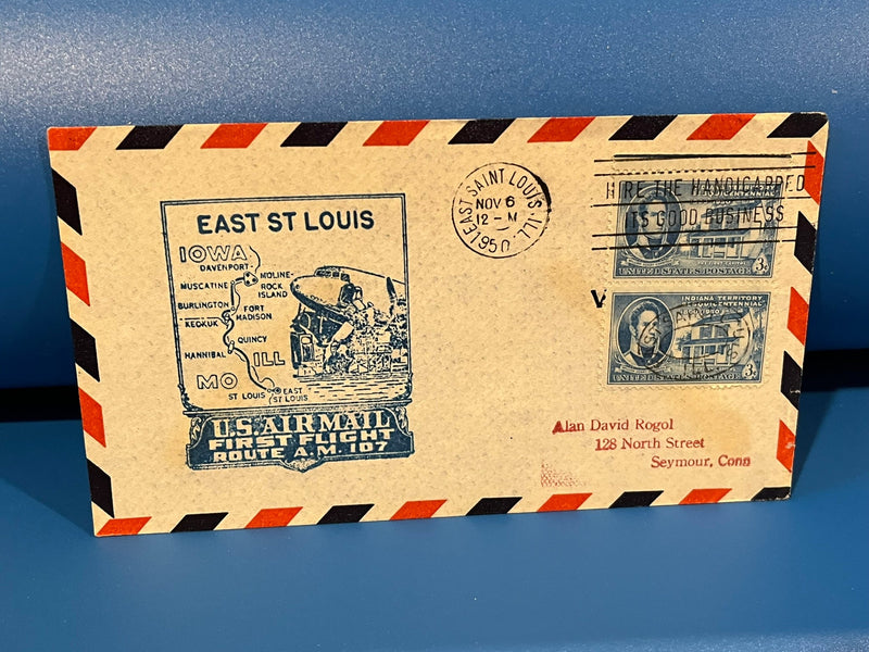 First Air Mail Flight - East St. Louis - Moline, Ill. 1950