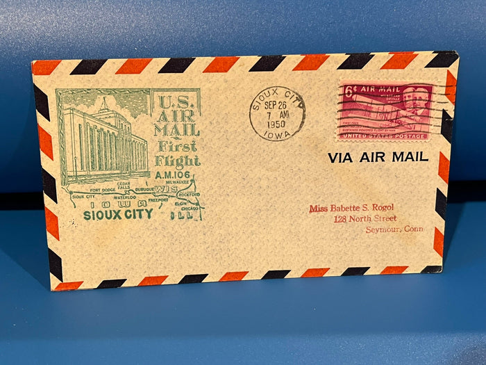 First Air Mail Flight - Sioux City, Iowa - Chicago, Ill. 1950