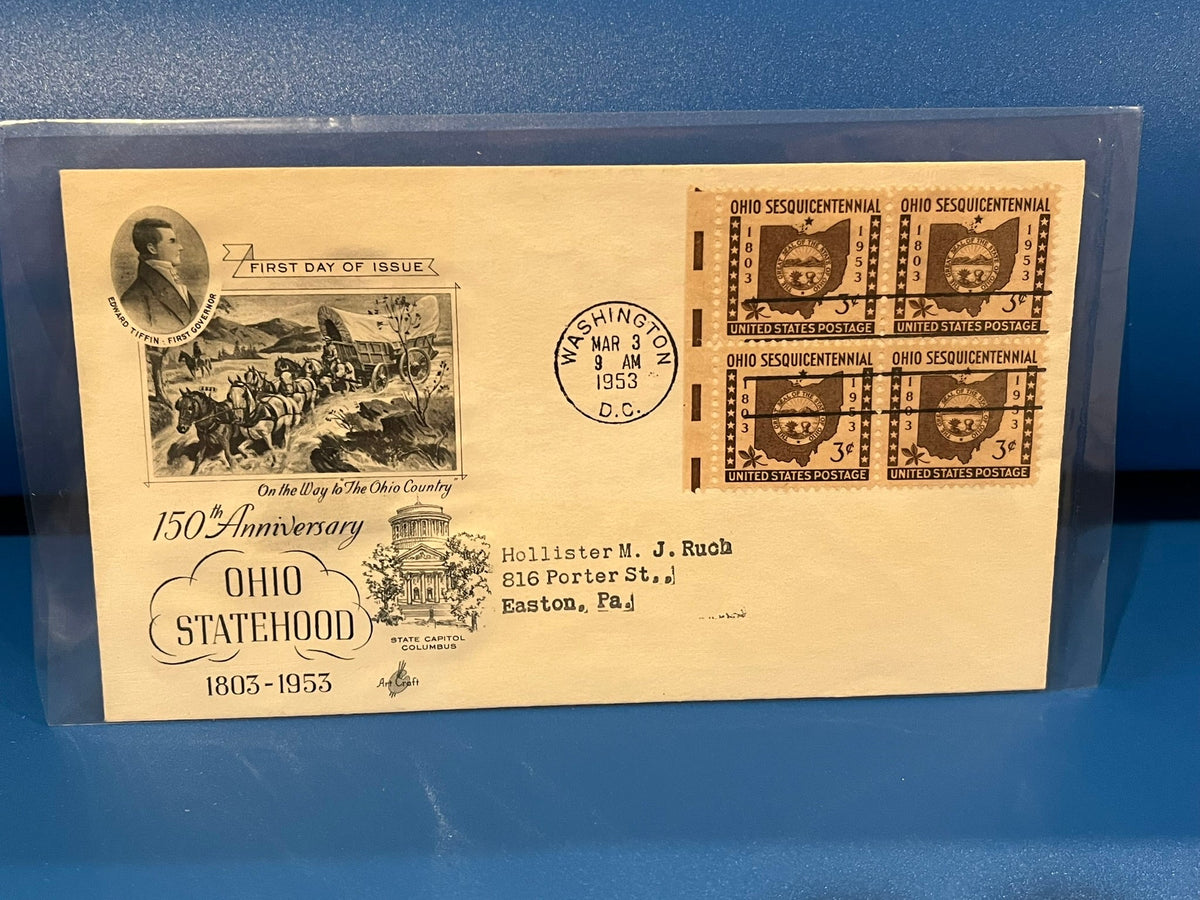 Ohio Statehood 150th Anniversary. Art Craft cachet. 1953