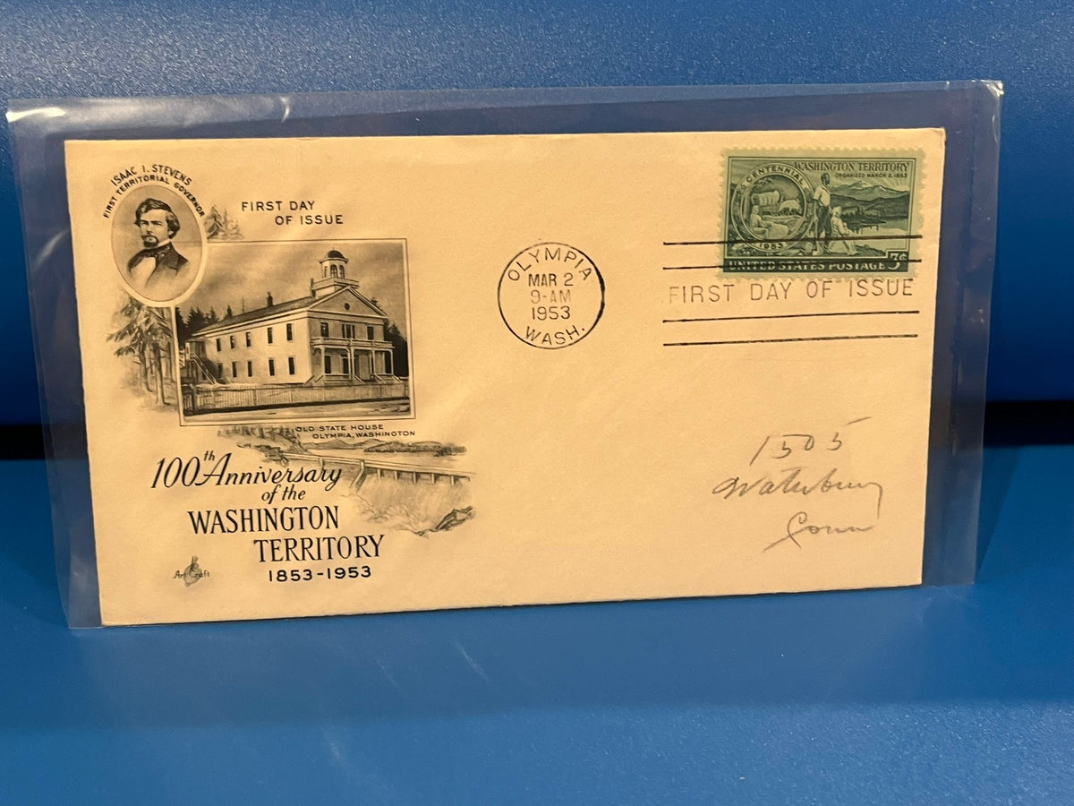 Washington Territory 100th Anniversary FDC.. Art Craft  cachet. 1953