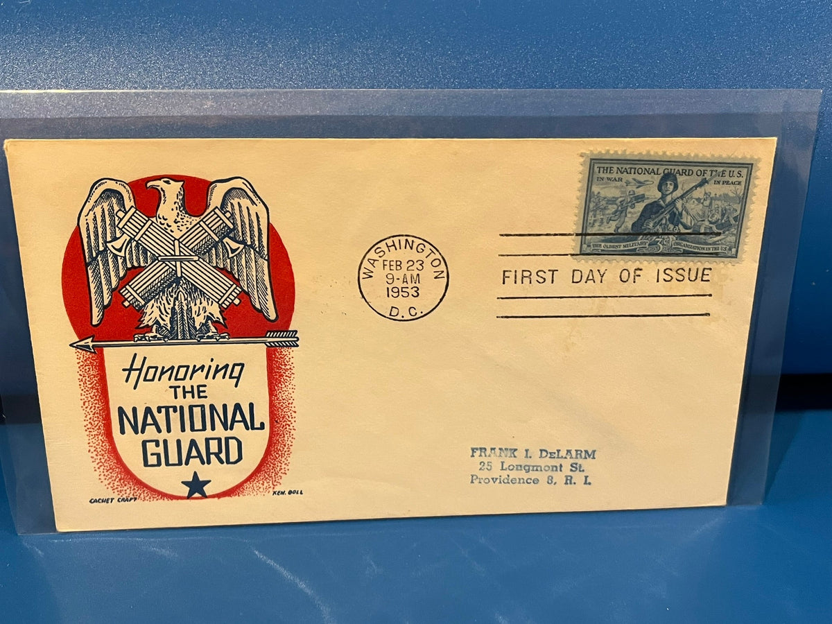 Honoring the National Guard FDC. Art Craft cachet. 1953