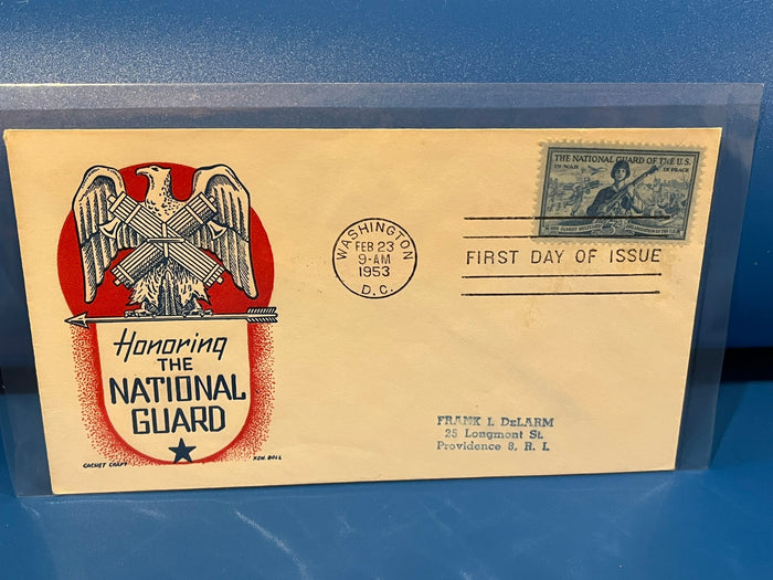 Honoring the National Guard FDC. Art Craft cachet. 1953