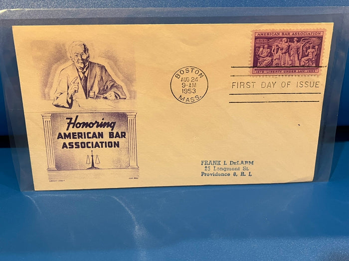 Honoring American Bar Association FDC Cachet Craft. 1953