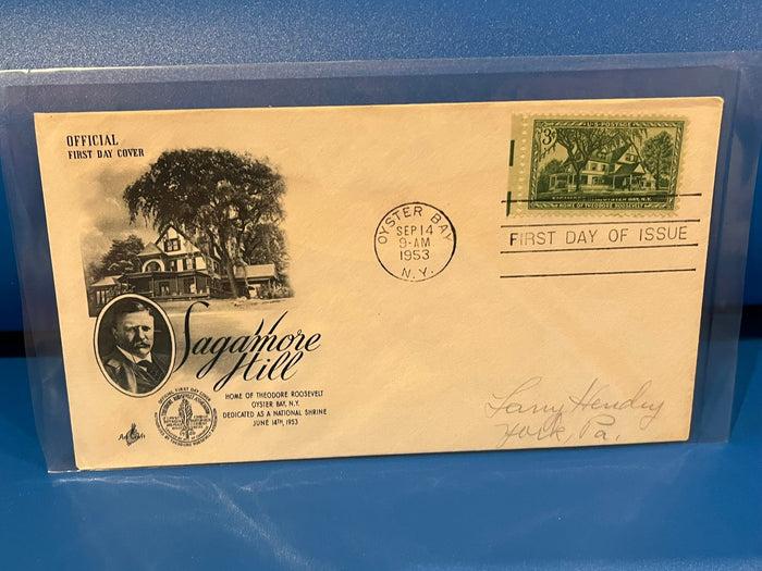 Sagamore Hill FDC. Art Craft cachet. 1953