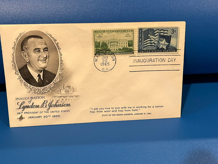 Inauguration of Lyndon B. Johnson FDC. Art Craft cachet. 1965