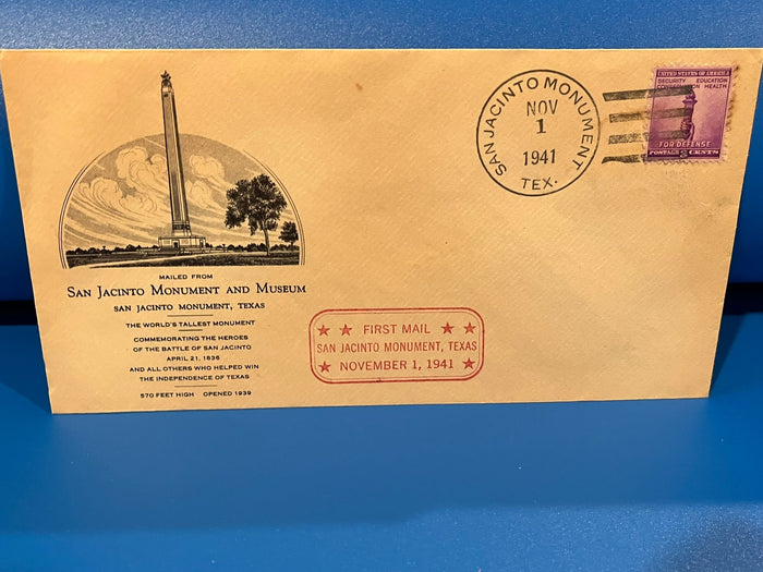 San Jacinto Monument FDC. 1941