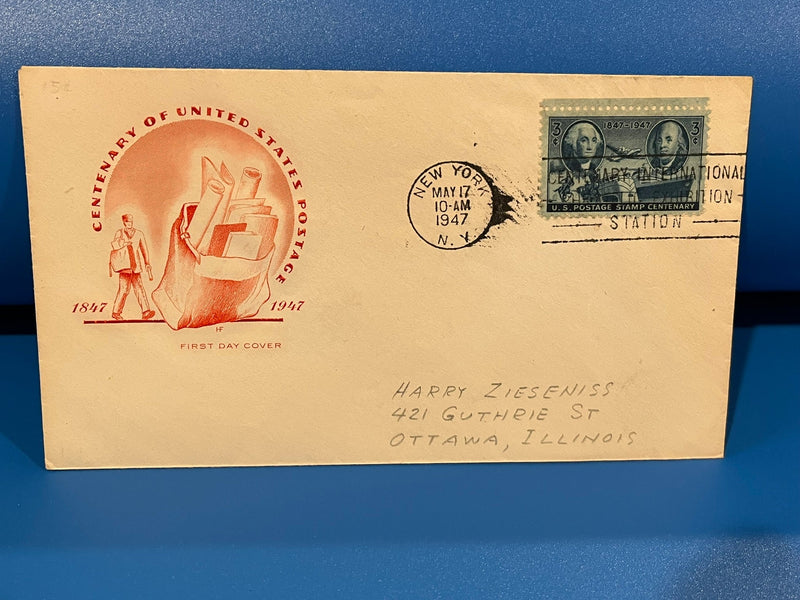 Centennial of U.S. Postage FDC. HF Cachet.