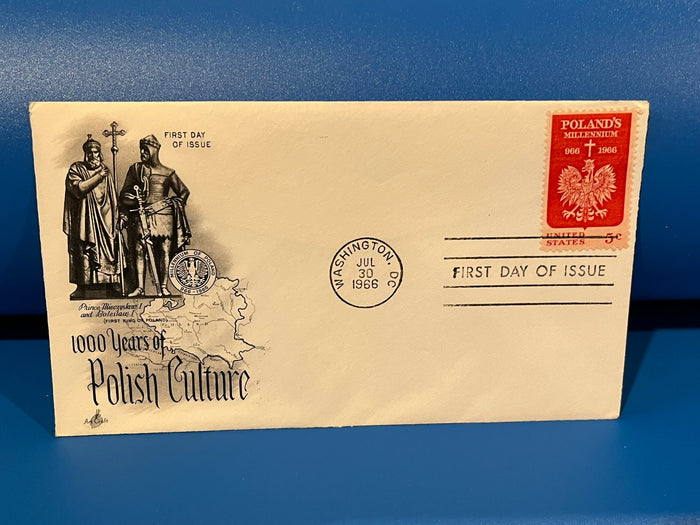 1000 Years of Polish Culture FDC. Art Craft Cachet.