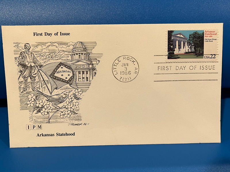 Arkansass Statehood FDC. IPM Cachet. 1986