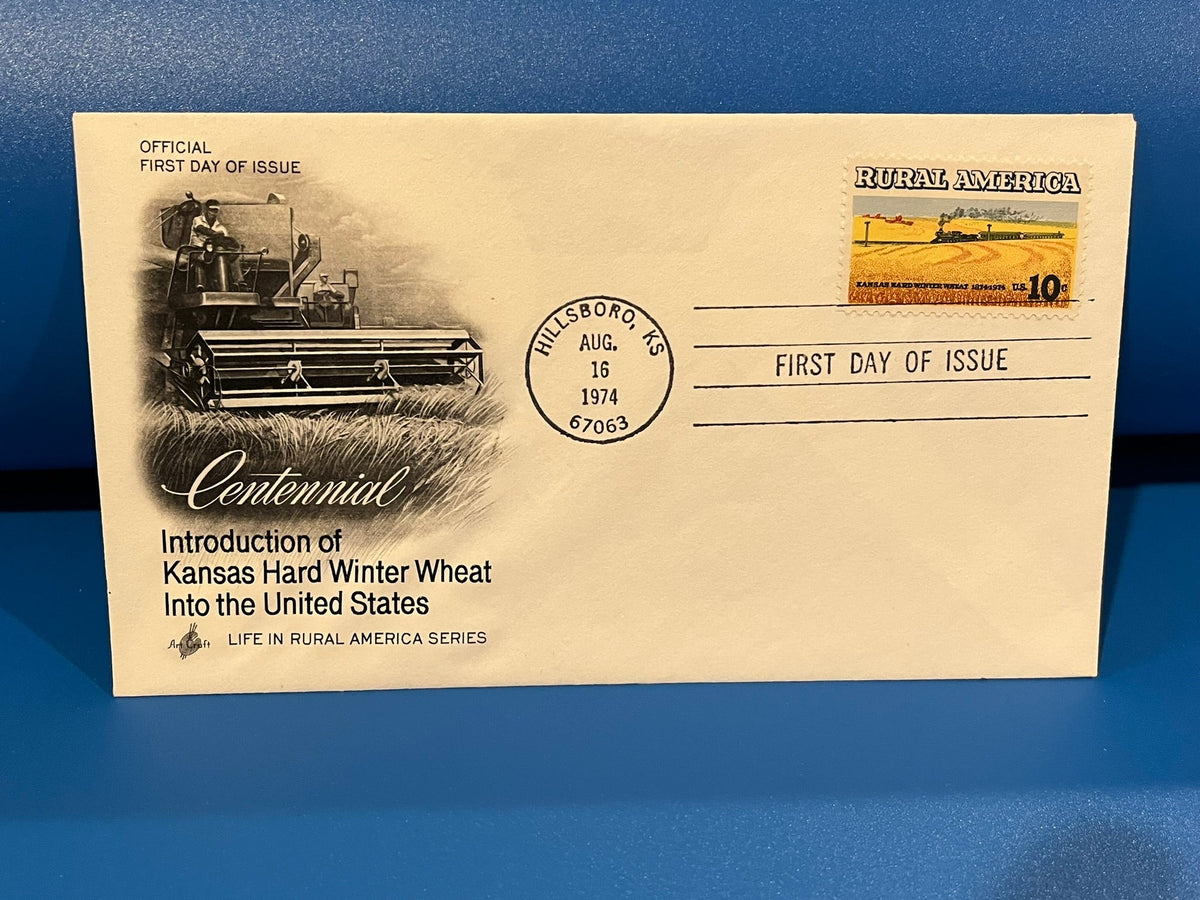 Ontroduction of Kansas Hard Winter Wheat FDC. Art Craft cachet. 1974