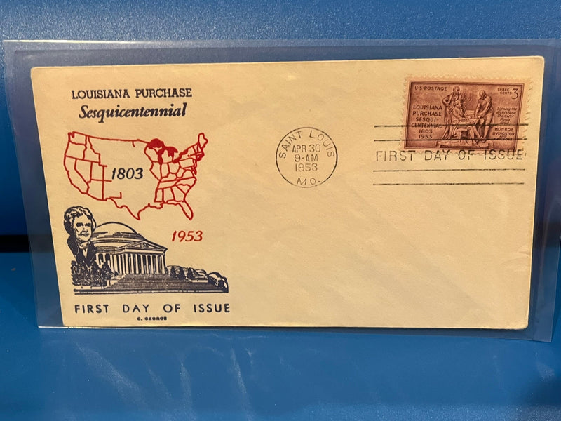 Louisiana Purchase Sesquicentennial FDC.. C. George Cachet. 1953