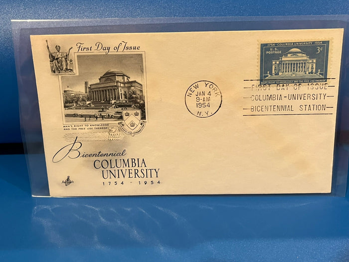 Columbia University Bicentennial FDC. Art Craft cachet. 1954