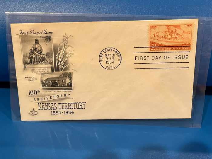 Kansas Territory 100th Anniversary FDC. Art Craft Cachet. 1954