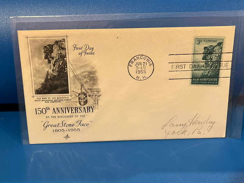 Great Stone Face - New Hampshire 150th Anniversary FDC. Art Craft cachet. 1955