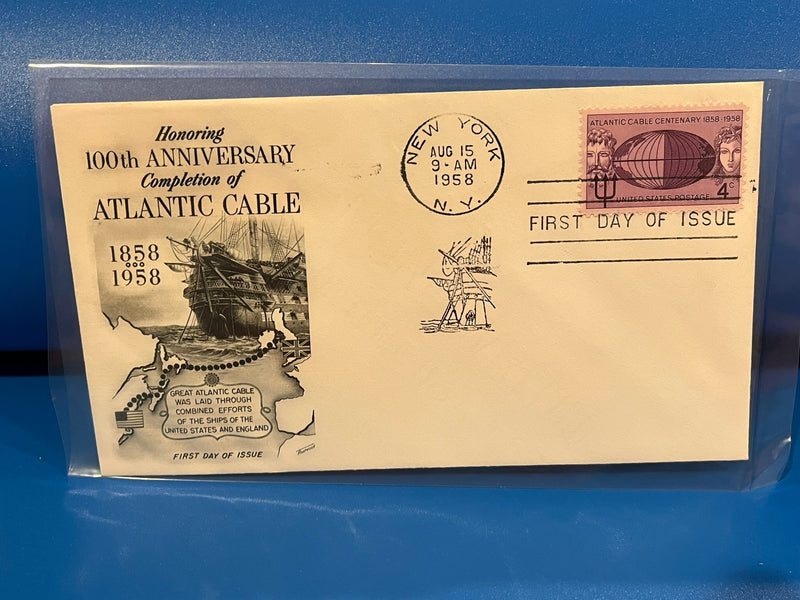 Atlantic Cable 100th Anniversary FDC.  Fleetwood cachet. 1958