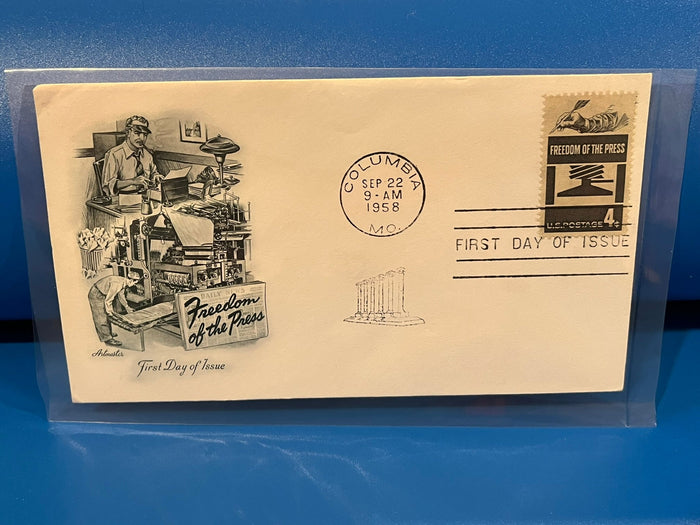 Freedom of the Press FDC. Artmaster cachet. 1958