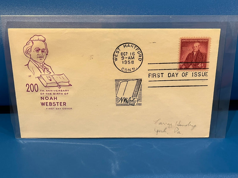 Noah Webster 200th Anniversary FDC. 1958