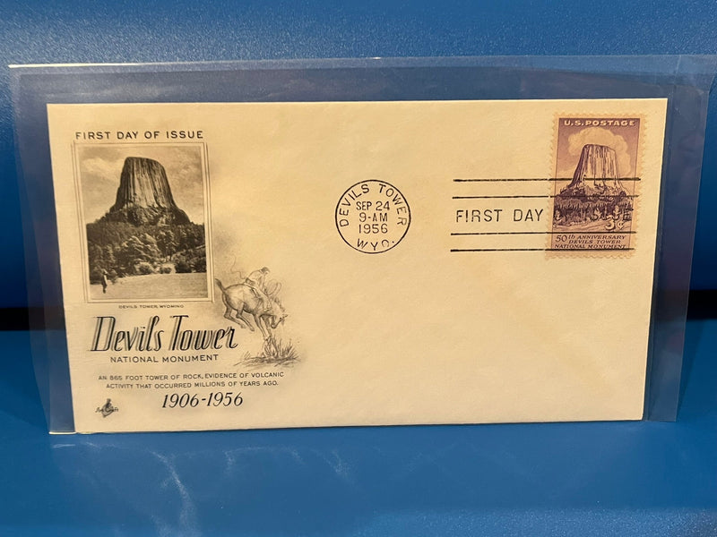 Devils Tower National Monument FDC. Art Craft cachet. 1956