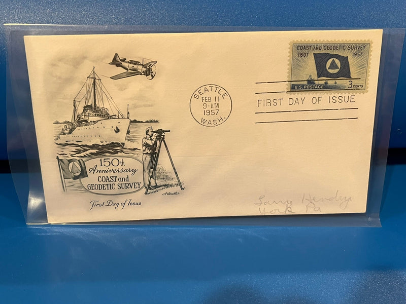 Coast and Geodetic Survey 150th Anniversary FDC. Artmaster cachet. 1957