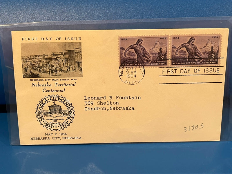 Nebraska Territorial Centennial FDC. 1954