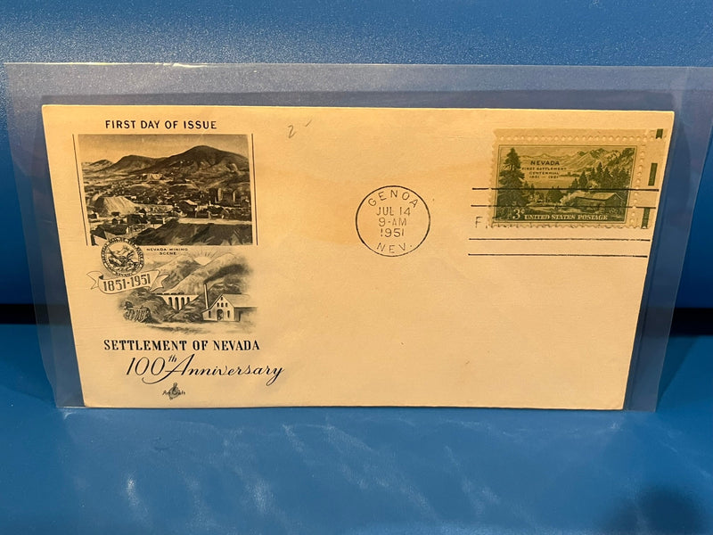 Settlement of Nevada 100th Anniversary FDC. Art Craft Cachet. 1951