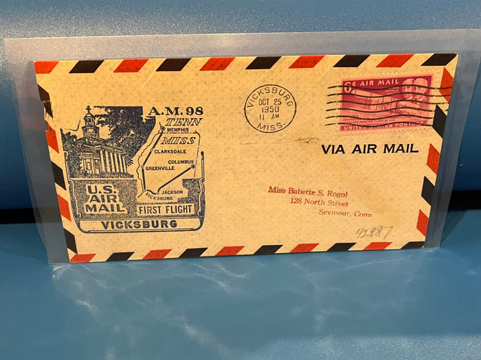 First Air Mail Flight - Vicksburg Mississsippi - Memphis Tennessee. 1950