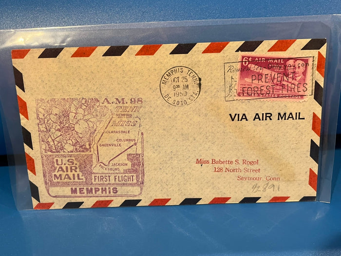 First Air Mail flight. Memphis Tennessee - Jackson Mississippi. 1950