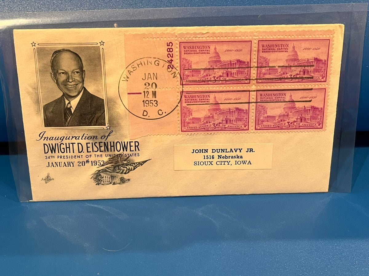 Inauguration of Dwight D. Eisenhower FDC. Art Craft cachet. 1953