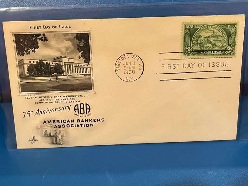 American Bankers Association 75th Anniversary FDC. Art Craft Cachet. 1950