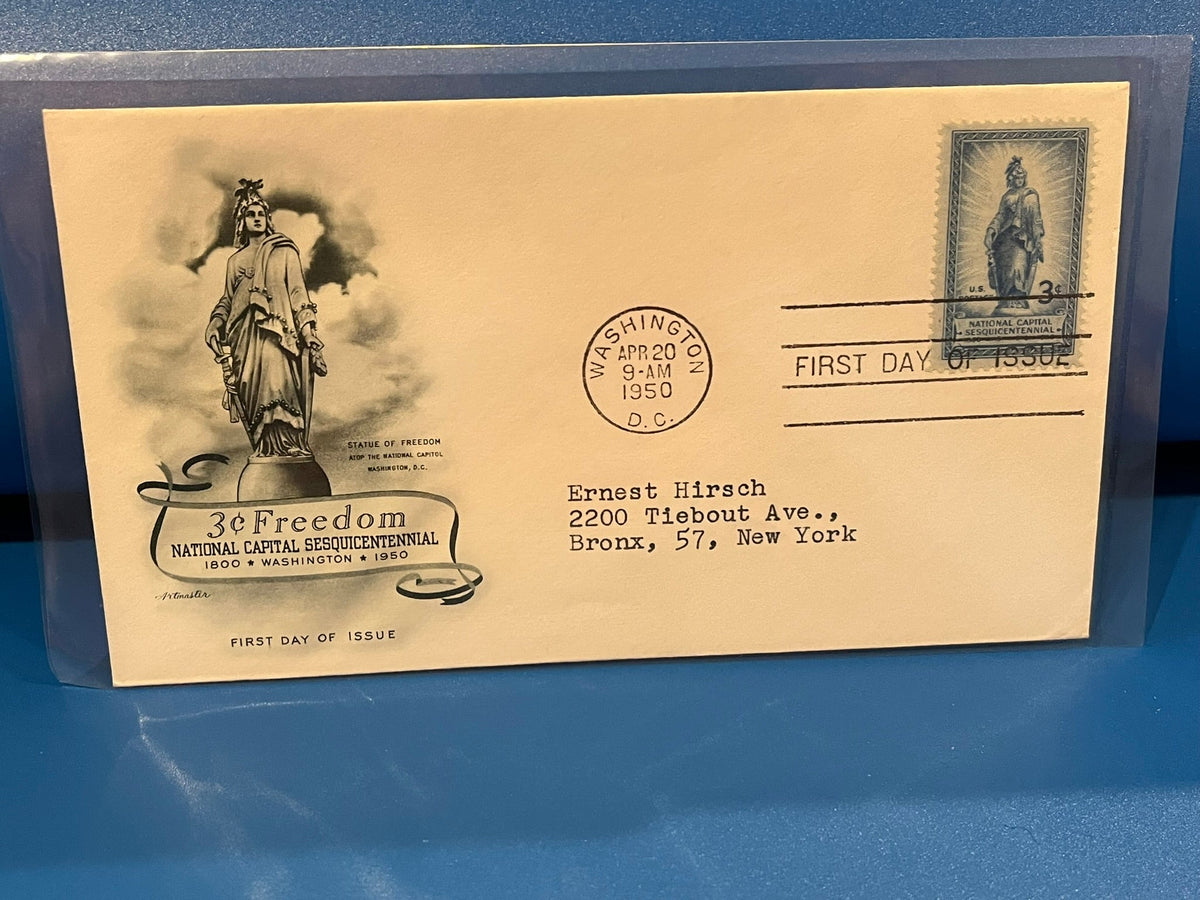 National Capital Sesquicentennial FDC. Art Craft Cachet 1950