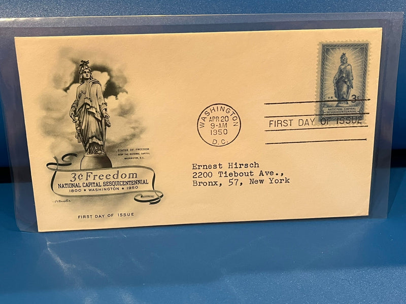 National Capital Sesquicentennial FDC. Art Craft Cachet 1950