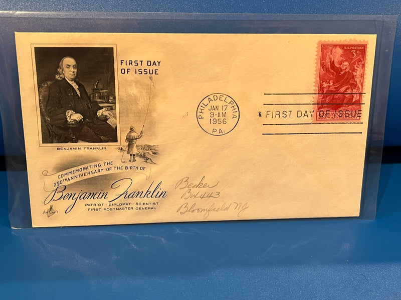 Benjamin Franklin 250th Anniversary FDC. 1956. Art Craft Cachet.