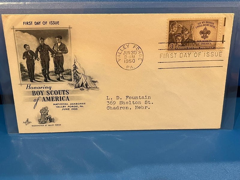 Boy Scouts FDC. Art Craft cachet. 1950