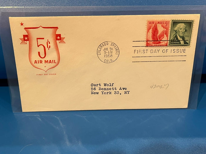 5c Air Mail Stamp FDC. 1958