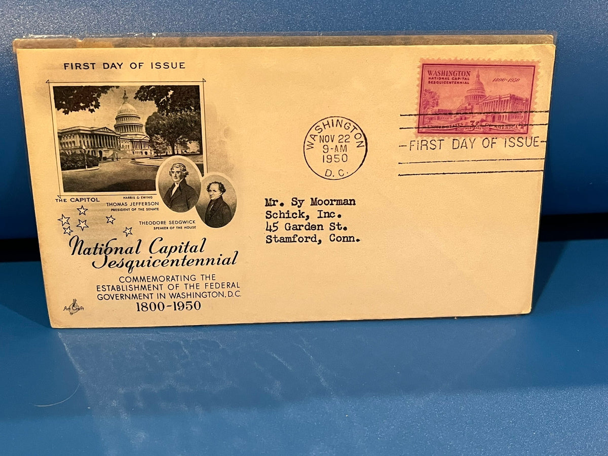 National Sesquicentennial - Naitonal Capitol FDC. Art Craft Cachet. 1950