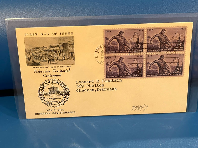 Nebraska Territorial Centennial FDC. 1954