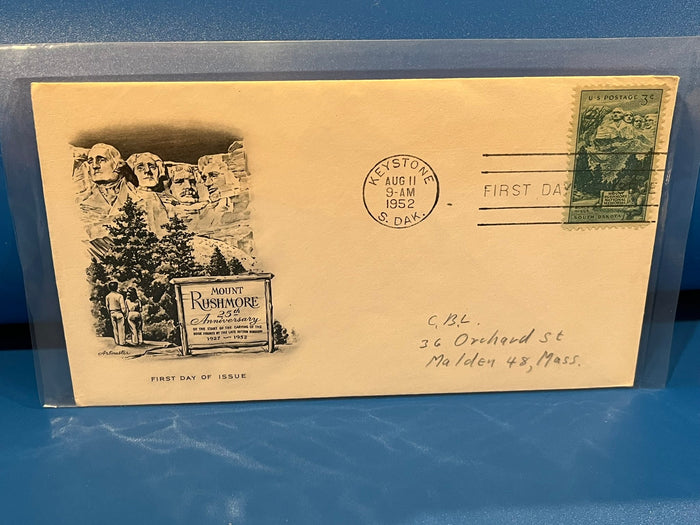 Mount Rushmore 25th Anniversary. Art Craft cachet. 1952