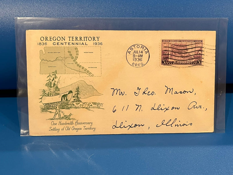 Oregon Territory Centennial FDC. 1936