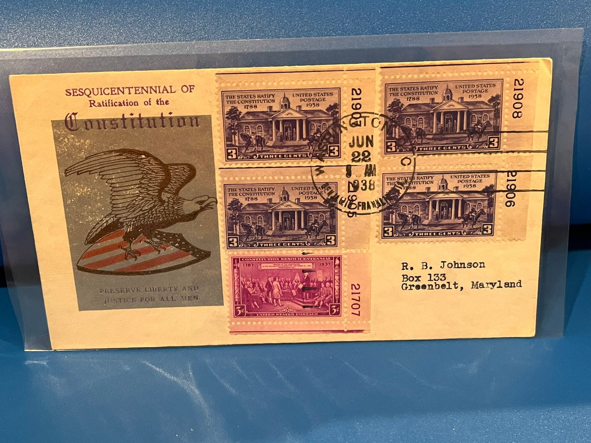 Ratification of the Constitution - Sesquicentennial. FDC. 1938