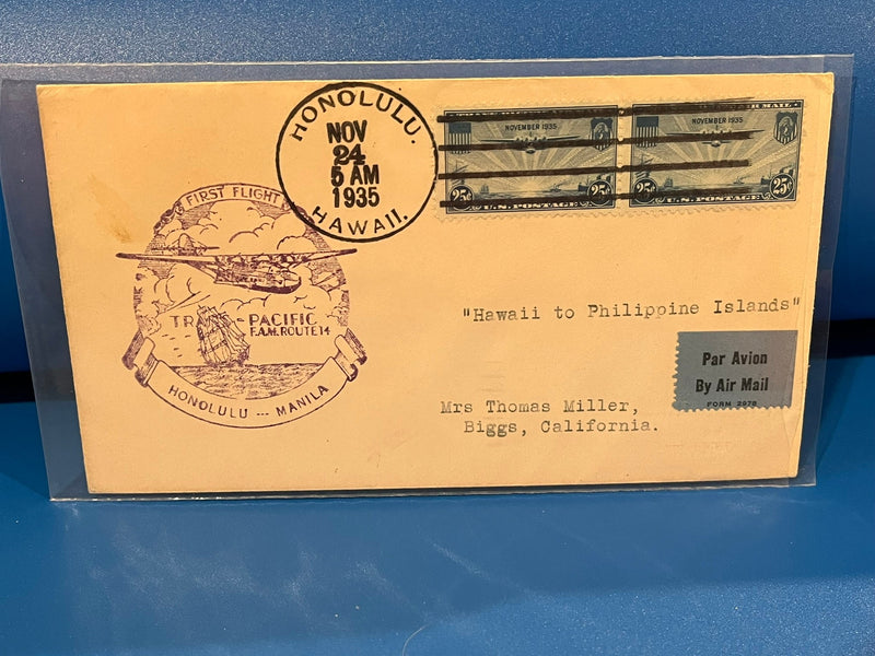 First Air Mail Flight - Honolulu - Philippine Islands. 1935