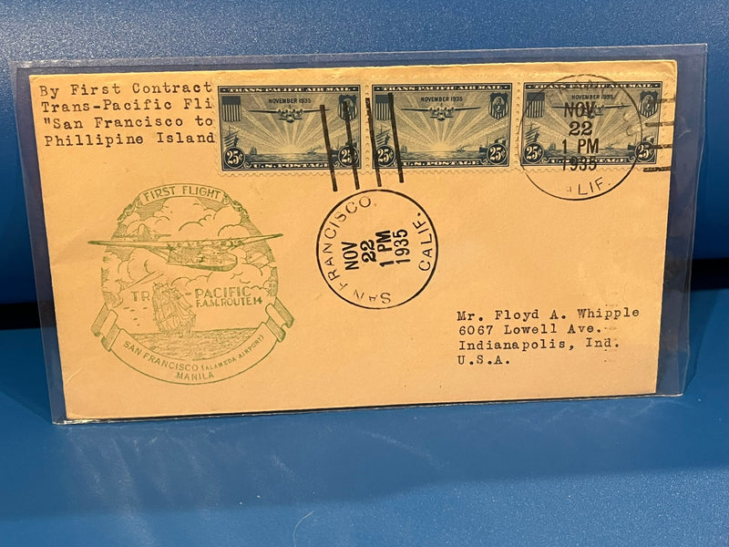 First  Air Mail Flight - San Francisco - Philippine Islands. 1935