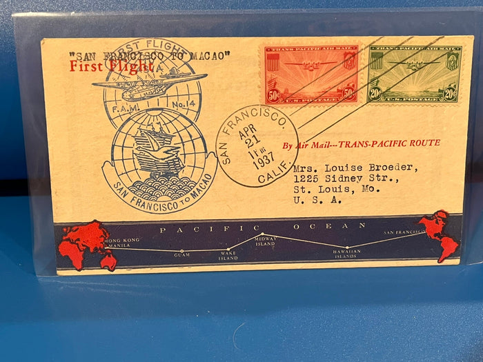 First Flight - San Francisco - Macao. 1937