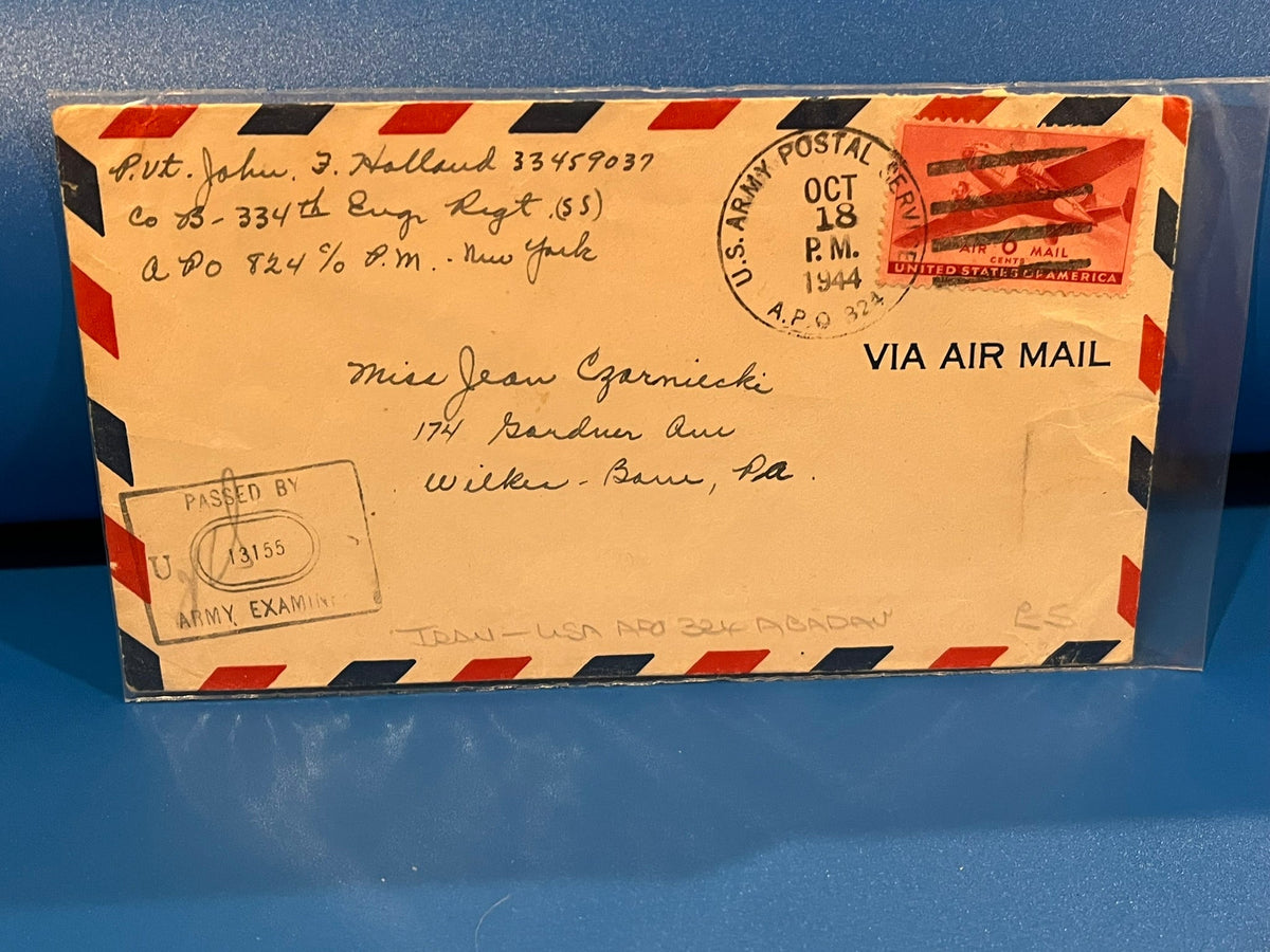 WWII Soldier letter to girlfriend. Censor stamped. 1944