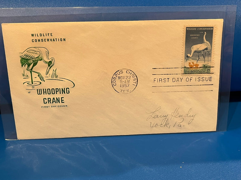 Whooping Crane. Wildlife Conservation FDC. HF Cachet. 1957